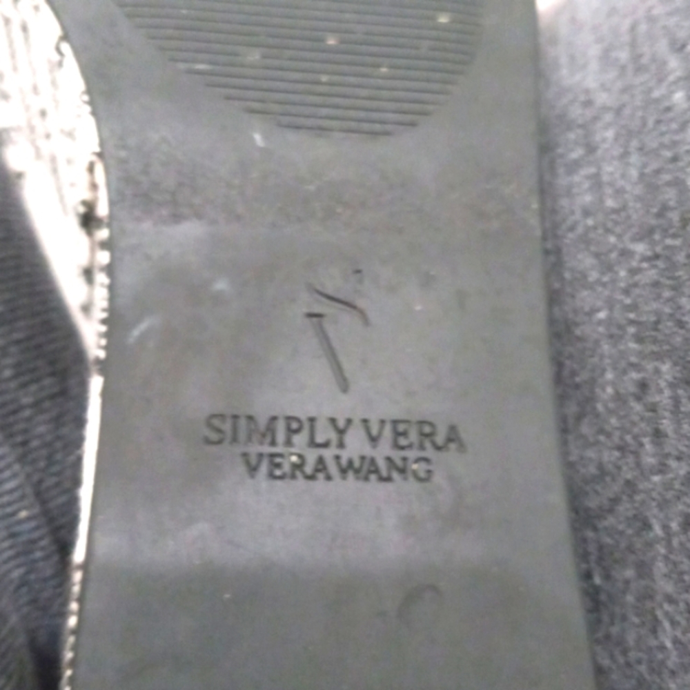 Vera Wang, Sz 10 med, Wedge Slip On Sandals Black/White - Picture 6 of 7